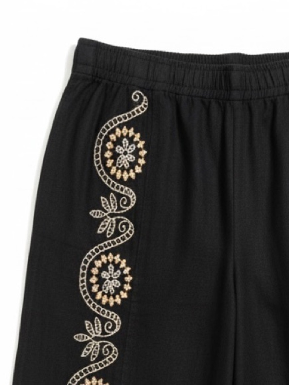 Johnny Was Los Angeles Linen Wide Leg Embroidered Pants Black Size Large - Picture 7 of 10